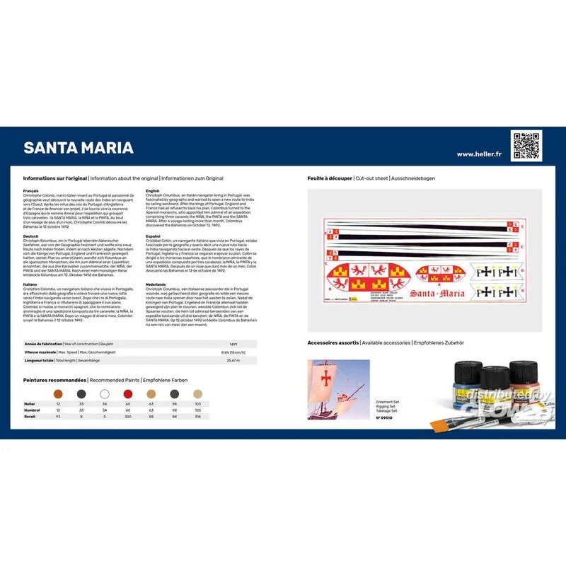 Heller Maquette Bateau STARTER KIT (Kit De Démarrage) SANTA MARIA 4 Heller Maquette Bateau STARTER KIT (Kit De Démarrage) SANTA MARIA – Image 4